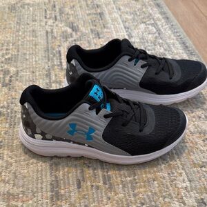 Under Armour Kids' Black, Gray, and Blue Sneakers